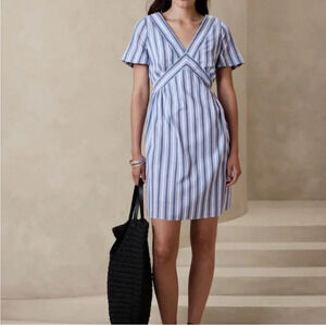 Banana Republic Stripe Mini Dress Blue XS Cotton